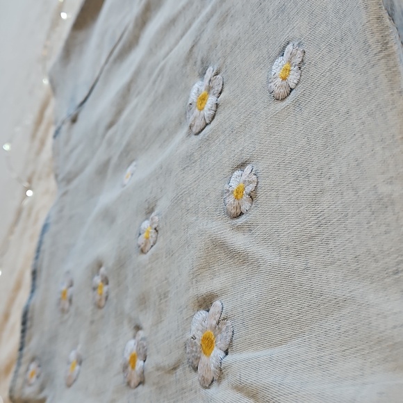 2 for $10 Light Blue Floral Embroidered Denim Mini Skirt - Picture 2 of 5